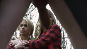 ”Big dicked exhibitionist found himself a couple of horny babes” - HD - 7:01 video - from TransHero