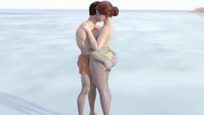 Busty step aunt MILF rubs her perfect ass on a public beach - SD - 18:10 video - from PublicRZ