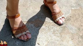 Nude wife with sandals flashing her feet in front yard - HD - 13:27 video - from xHamster