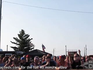 festival honeys at iowa biker rally skin to win pole dancing - HD - 17:19 video - from Amateur8