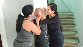 Sadistic Mummification Bondage For Tag-Teamed Latina Captive - HD - 21:01 video - from Selfgags