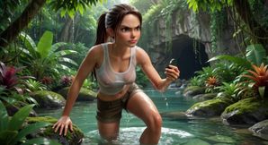 Lara Croft Discovers Amazon Treasure and Embraces Beautiful Blonde Ancestral Spirit in the Golden Caves - HD - 5:37 video - from FapHouse