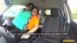 Fake Driving School - Ebony BBW takes off her BIG PANTIES and has sex in a car - HD - 15:06 video - from Pornzona