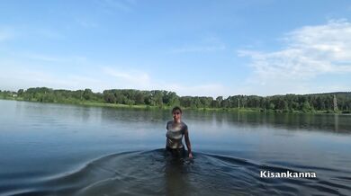 Squirt in a public place! Swimming in the lake with clothes on! - HD - 12:33 video - featuring Kisankanna - from Juicexxx