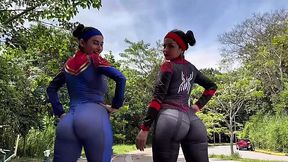 Busty Latina PAWGs In Spider Woman & Captain Marvel Costumes Ride a Cock & Masturbate Up To Squirting - HD - 14:10 video - from MyLust