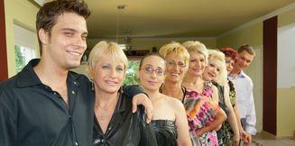 Six mature ladies and two Toyboys having a sex party and the ladies pee on each other - HD - 53:09 video - featuring Sata Jones - from Mature.nl