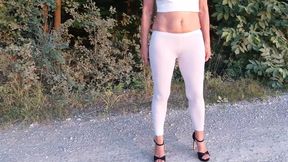 Mature Woman in White Leggings Outside! - HD - 2:13 video - from FapHouse