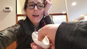 Nerdy teen fucked with a remote controlled toy in the public toilet - HD - 8:19 video - from XGroovy