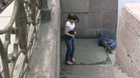 Public pissing outdoor solo scene with nasty brunette Elizabeth - 3:20 video - from MyLust