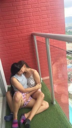 I have sex on the balcony of my house with my girlfriend until I have orgasm. - HD - 2:02 video - from Pornzona
