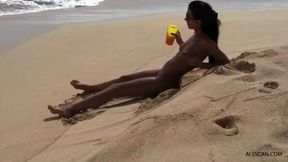 Dirty naked blonde girl is cuddling her bad bestie’s gentle pussy, while on the beach - HD - 32:28 video - from AbXXX
