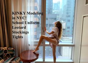 NYC School Odette Uniform With Tiny Tits and Sexy Leotard Lace Stockings Lingerie Show - Babe in Big Apple - Naughty Girl Times Square Stripping - HD - 24:57 video - from LoyalFans