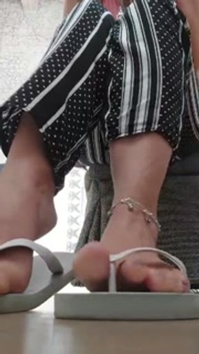 Closeup of my feet with anklet and slippers Onlyfans Mistress Darkshine - HD - 5:16 video - from Pornzona