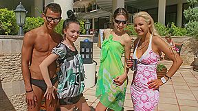 Wild vacation sex in Turkey: Day 2 - Amateur holiday sex with one chick and three guys - HD - 39:58 video - from VXXX
