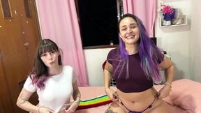 Tattooed older guy fucks Unicorn and Saturn until he cums with a gooey load - SD - 20:32 video - from BabePump