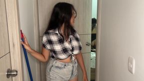 Cleaning girl discovers couple fucking and joins in an amazing threesome - HD - 20:09 video - from xHamster