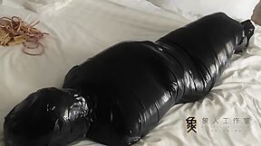 Chinese Girl Wrapped In Tape Breathplay - HD - 6:38 video - from BDSMX