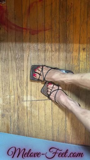 Sexy Asian Small Feet with Red Toe nail in Open Toes Shoes - 5:36 video - from xHamster