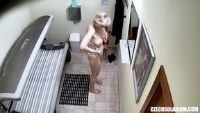 ”Older MILF Tanning her Shaved Tight Snatch” - HD - 8:30 video - from LesbianBliss