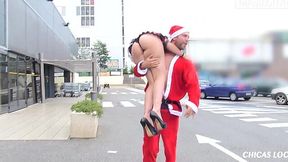Bad Santa fucks slut in mini skirt in public - Chicas Loca - HD - 15:30 video - from XGroovy