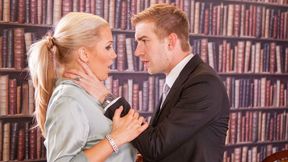 Busty MILF librarian Rebecca More gets roughly fucked on the table - HD - 10:00 video - featuring Rebecca More - from OK.XXX