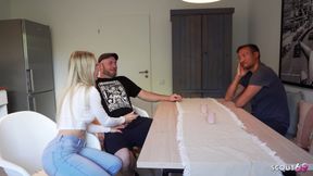 German Cuckold Husband Watch His Sexy Wife at No Condom Fuck with His Fat Cock Mate - 4K - 7:21 video - from xHamster