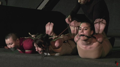 Xena, Kate Anima, Madoka - Hogtie session with three submissive girls and different gags - HD - 37:27 video - from RFmovies