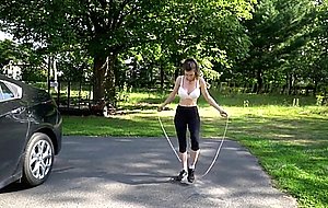 Sports bra vs no bra jump rope test - 4:54 video - from SexTVX