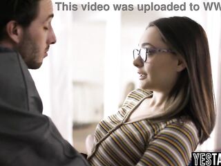 Nerdy teen student interviews a celebrated classmate of hers and lets him rail her unshaved twat - HD - 6:16 video - featuring Aften Opal - from SortPorn