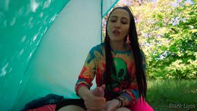 Brunette Hippie Makes Outdoor Handjob for Free - HD - 9:11 video - from FapHouse