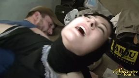 French chick gets double penetrated in garage gangbang - HD - 8:57 video - from AnalPornXL