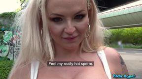 Busty British Milf Fucks In Public Outdoors - with busty blonde mom Louise Lee - 15:00 video - from Xtits