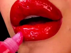 Exotic milf femdom red lipstick and cleavage tease on webcam - 14:07 video - from PornLib