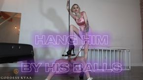 Hang Him By His Balls - Suspension CBT in Chastity with Corporal Punishment Kicks & Slapping his Swollen Aching Balls by Goddess Kyaa - HD - 14:26 video - from LoyalFans