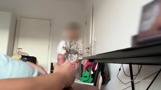 My mom caught my husband jerking and watching porn. She wanted to watch how he cum. - HD - 8:44 video - from Pornzona