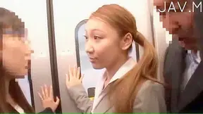 Naughty fondling for Japanese office worker inside a train - SD - 25:26 video - from WierdJapan