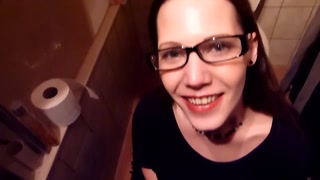 Nerdy librarian with glasses loves to drink piss - HD - 2:09 video - from Pornzona