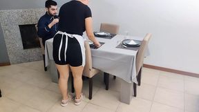 Waitress gets internal cumshot in her creamy pussy under the table - HD - 19:27 video - from xHamster
