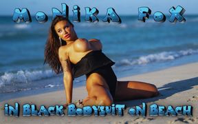 Sexy Monika Fox in Black Bodysuit on Beach - HD - 0:39 video - featuring Monika Fox - from xHamster