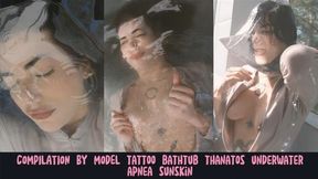 HD COMPILATION by model Tattoo bathtub Thanatos underwater apnea sunskin 70037 - 4K - 60:43 video - from Clips4sale