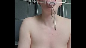 Bath wank with tongue clamps - HD - 4:05 video - from XVideosRed