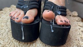 Platform sandals footjob and covered with a huge load of cum - HD - 3:41 video - from xHamster