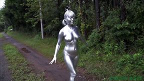 I painted the whole body silver with spray - HD - 13:17 video - from FapHouse