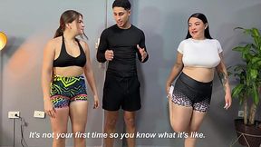 Athletic dude pounds two chubby latinas during yoga class - HD - 22:03 video - from MyLust