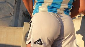 football player enjoys his sexy, soft, shiny uniform covering his sexy body and dick - 5:01 video - from PornBox