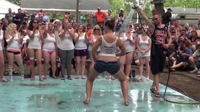 Great amateur Wet T-Shirt Contest outdoors by the pool - HD - 24:05 video - from Analdin