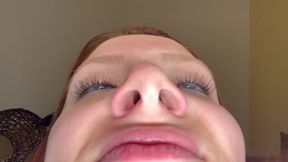 Tiny date gets lost in giantess' nose - SD - 5:01 video - from Clips4sale