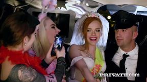 Bride and her girlfriends through orgy in limousine - HD - 10:16 video - featuring Ella Hughes - from Xozilla