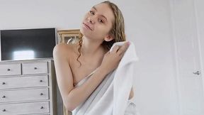 Pretty girl with small tits plays with stepbrother's cock and fucks in POV - HD - 8:00 video - from XGroovy