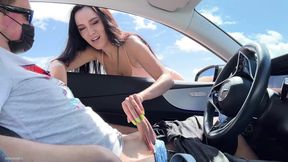 Sexy stranger in a short dress sucks cock in a public parking lot - HD - 11:40 video - from xHamster